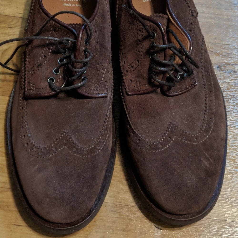 Aquatalia Brown Suede Wingtips Size 9